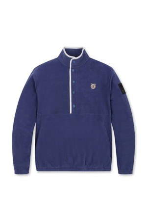 (MEN) Stand Collar Half BD Fleece(Navy)