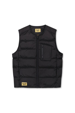 (MEN) Collarless Round Zip up Vest(Black)