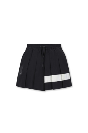 (WOMEN) Line Contrast Pleats Shorts(Black)