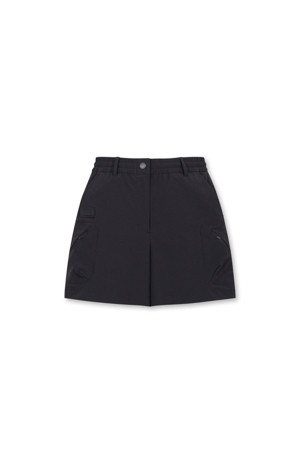 (WOMEN) Zipper Cargo Shorts(Black)