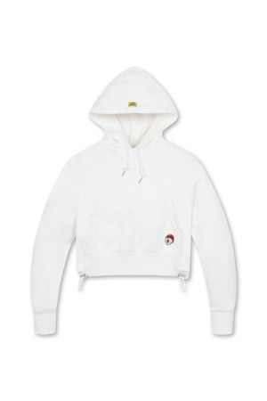 (WOMEN) Woven Hybrid Cropped Hoody(White)