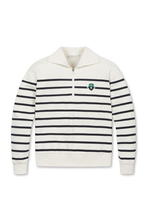 (WOMEN) Stripe Half Zip-up Sweat Shirt(Ivory)