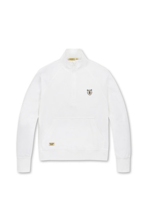 (WOMEN) Front Pocket Half Zip-up SweatShirt(White)