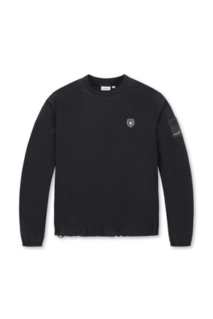 (WOMEN) Crewneck Woven Sweat Shirt(Black)