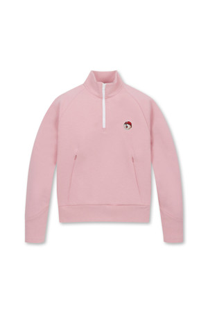 (WOMEN) Reglan Sleeve Half Zip-up SweatShirt(Pink)