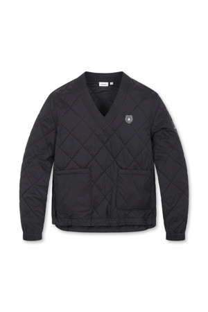 (WOMEN) Quilted V-neck SweatShirt(Black)	