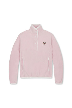 (WOMEN) Button Neck Fleece SweatShirt(Pink)