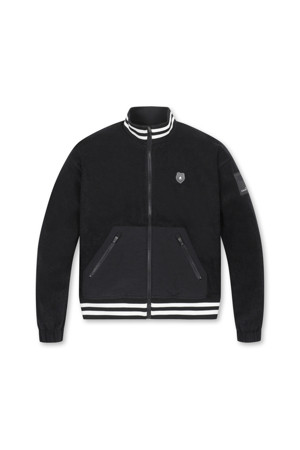 (WOMEN) Woven Pocket Fleece Jacket(Black)