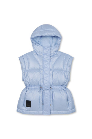 (WOMEN) Glossy Hooded Vest(Blue)