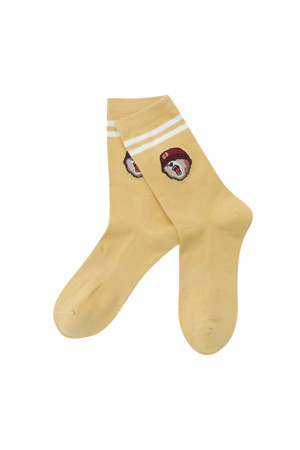 (UNI) Striped Jacquard V Bear Logo Socks