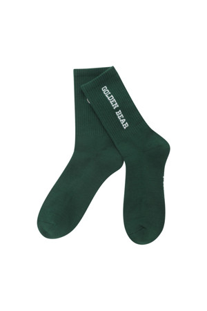 (UNI) Striped V Bear EMB Socks(Green)