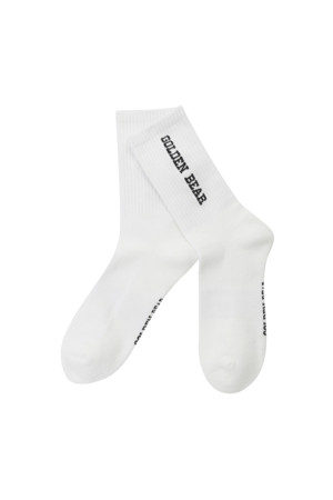 (UNI) Striped V Bear EMB Socks(White)