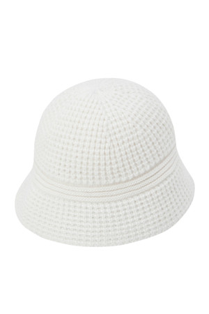 (WOMEN) Contrast Line Knitted Buckethat(Ivory)