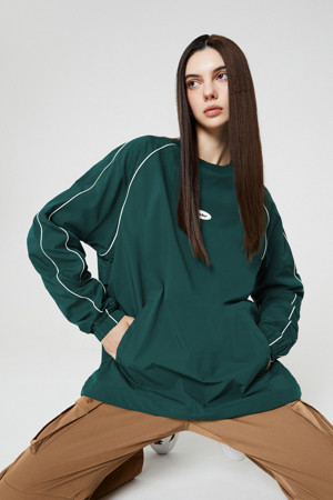 Piping line Crewneck Woven Sweatshirt