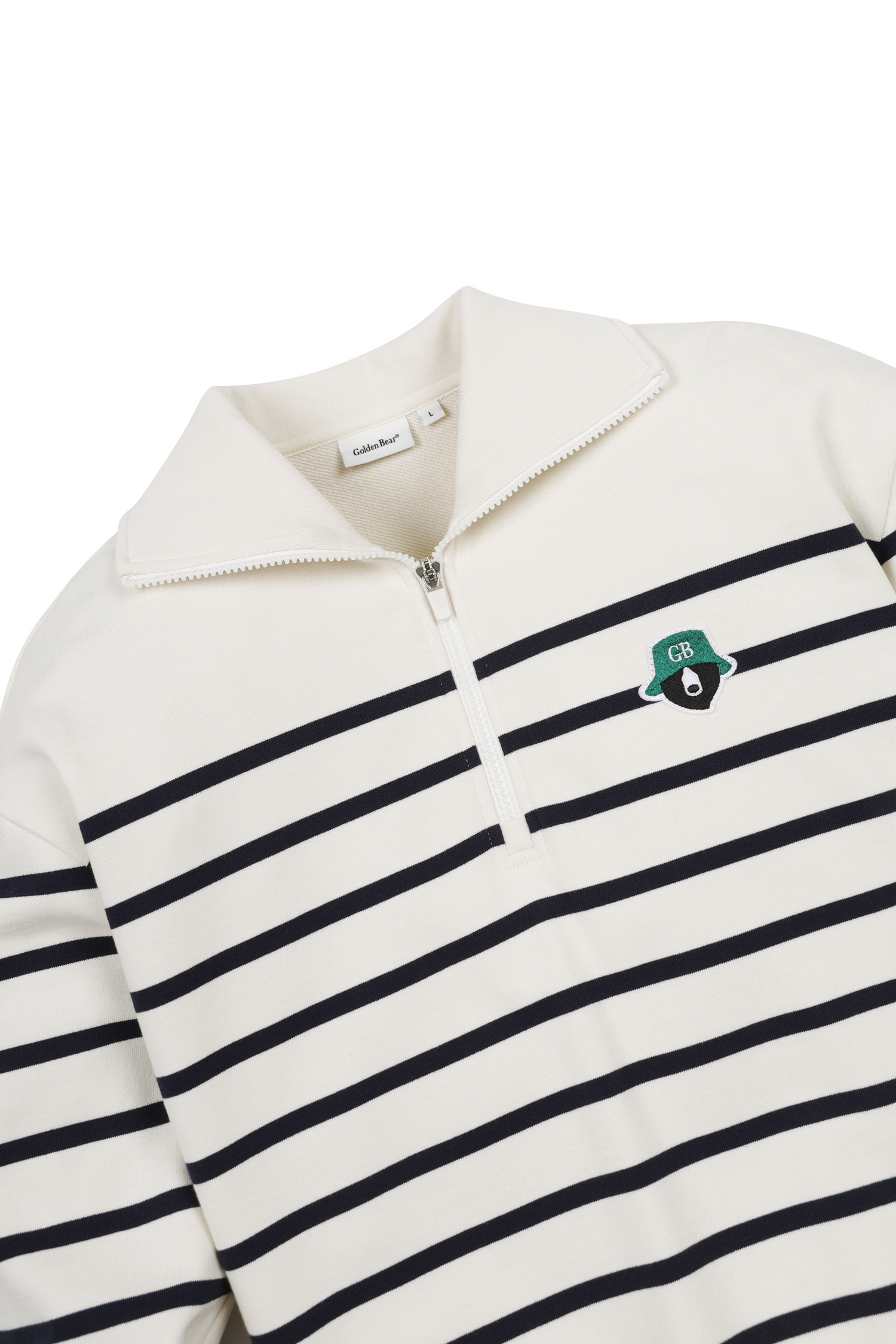Golden Bear] Stripe Half Zip-up Sweat Shirt(Ivory)