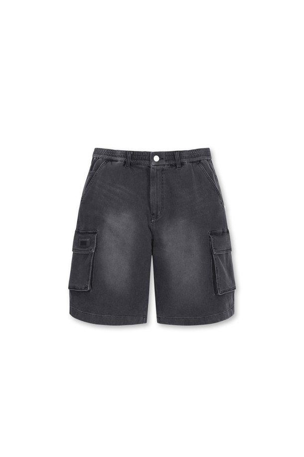 Golden Bear - 데님 - Black Denim Cargo Shorts					 					 					