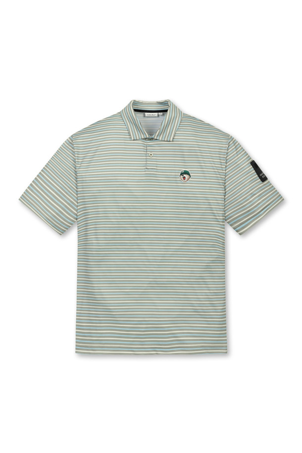 Golden Bear - 반팔티셔츠 - Printed Stripe Polo T-shirt