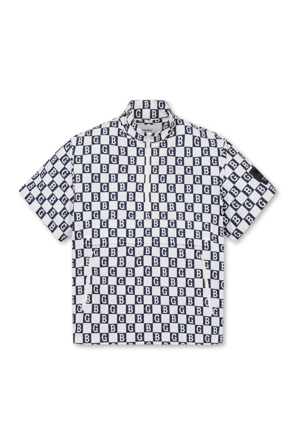 Golden Bear - 블루종/점퍼 - Checker Board Patterned Half Zip Anorak