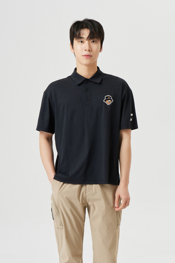 Golden Bear - 반팔티셔츠 - (UNI) Button Down Solid Collar T-shirt