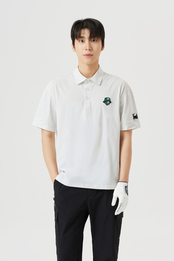 Golden Bear - 반팔티셔츠 - (UNI) Button Down Solid Collar T-shirt