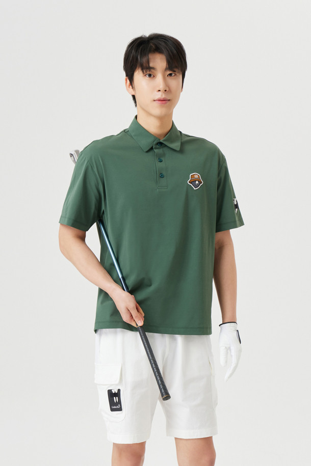 Golden Bear - 반팔티셔츠 - (UNI) Button Down Solid Collar T-shirt
