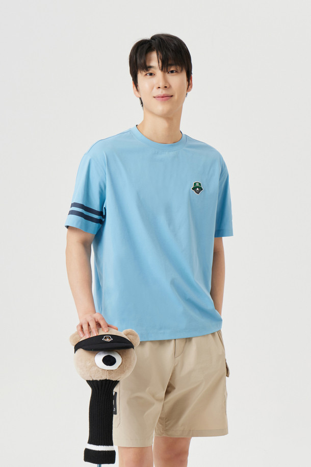 Golden Bear - 반팔티셔츠 - (UNI) Contrast Line Printed Crewneck T-shirt