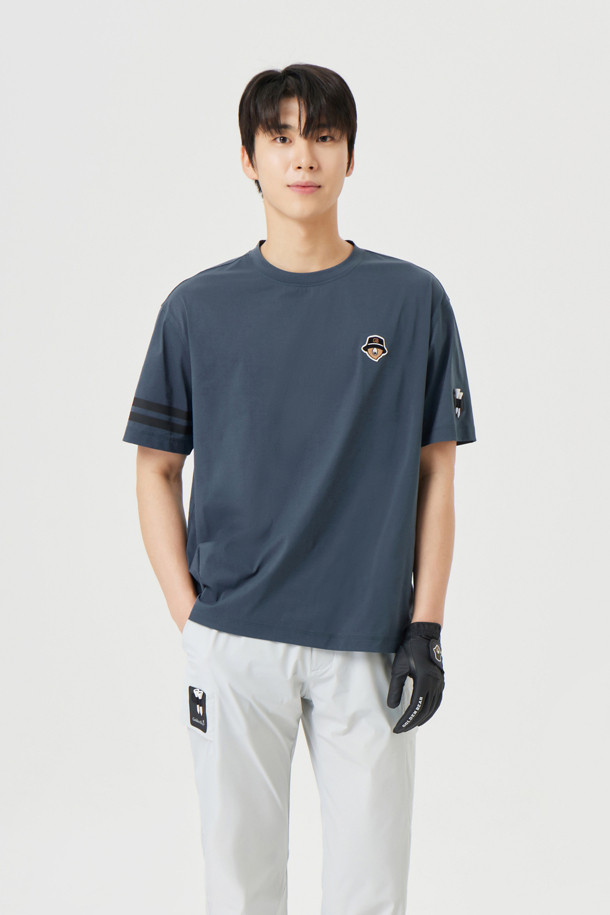 Golden Bear - 반팔티셔츠 - (UNI) Contrast Line Printed Crewneck T-shirt