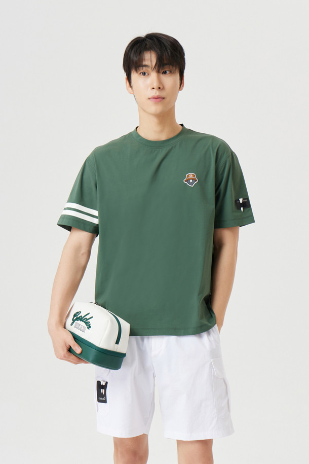 Golden Bear - 반팔티셔츠 - (UNI) Contrast Line Printed Crewneck T-shirt