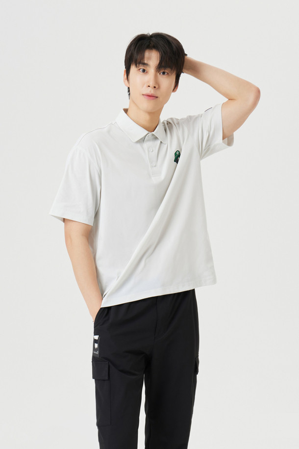 Golden Bear - 반팔티셔츠 - (UNI) Button Down Solid Collar T-shirt
