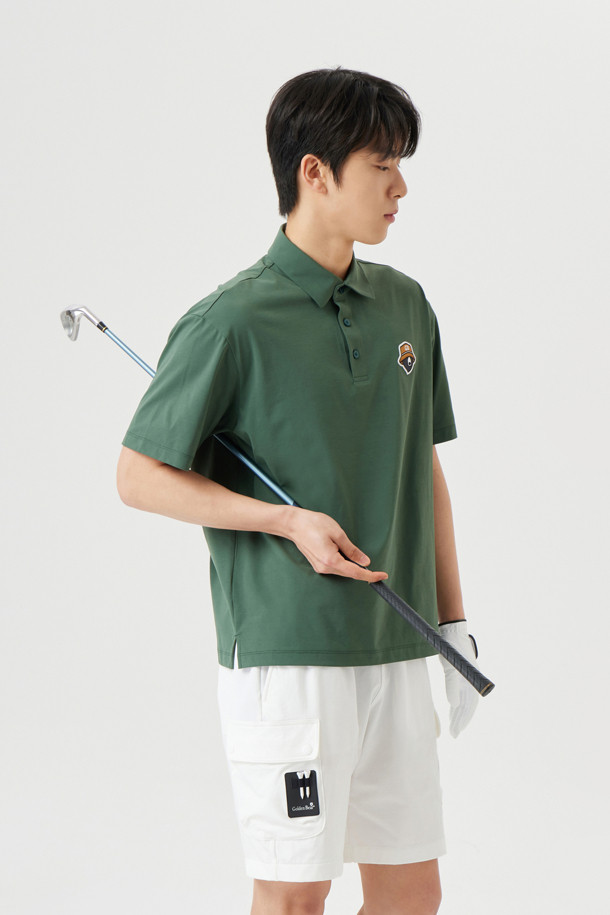 Golden Bear - 반팔티셔츠 - (UNI) Button Down Solid Collar T-shirt