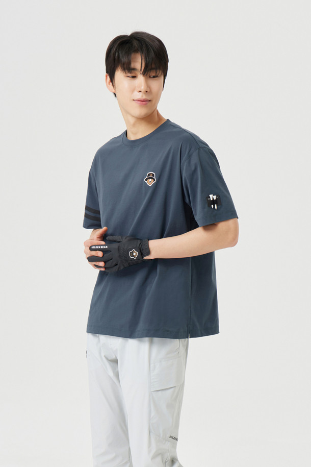 Golden Bear - 반팔티셔츠 - (UNI) Contrast Line Printed Crewneck T-shirt