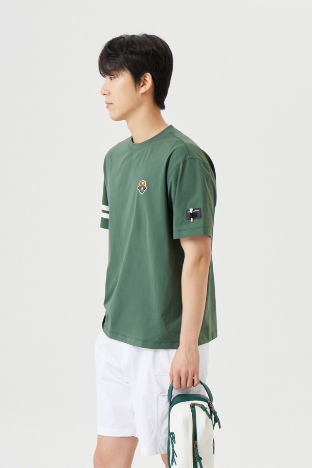 Golden Bear - 반팔티셔츠 - (UNI) Contrast Line Printed Crewneck T-shirt