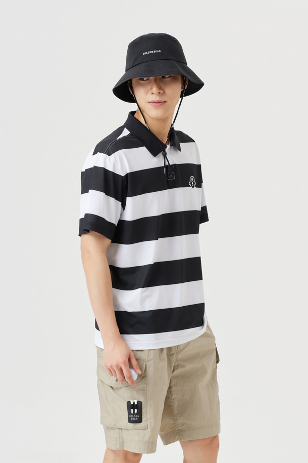 Golden Bear - 반팔티셔츠 - Striped Collarneck T-shirt