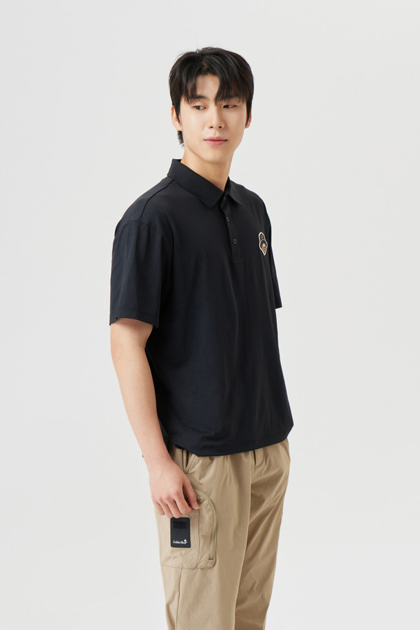 Golden Bear - 반팔티셔츠 - (UNI) Button Down Solid Collar T-shirt