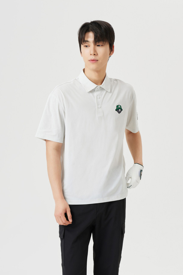Golden Bear - 반팔티셔츠 - (UNI) Button Down Solid Collar T-shirt