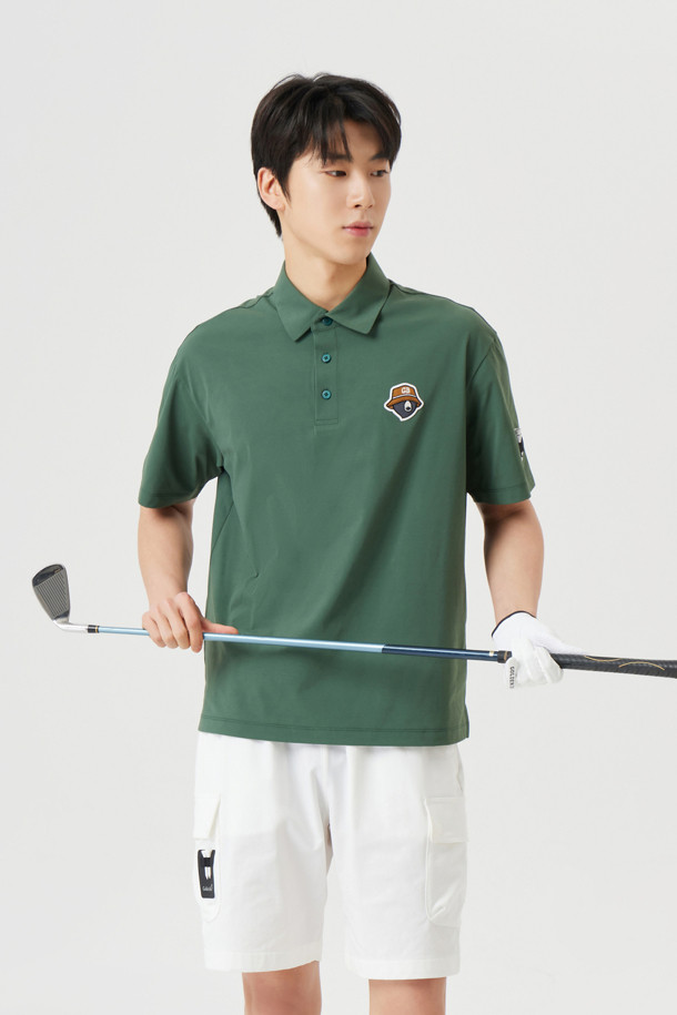 Golden Bear - 반팔티셔츠 - (UNI) Button Down Solid Collar T-shirt