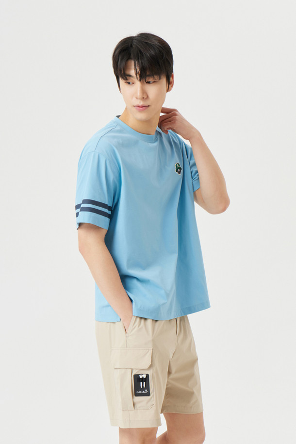 Golden Bear - 반팔티셔츠 - (UNI) Contrast Line Printed Crewneck T-shirt