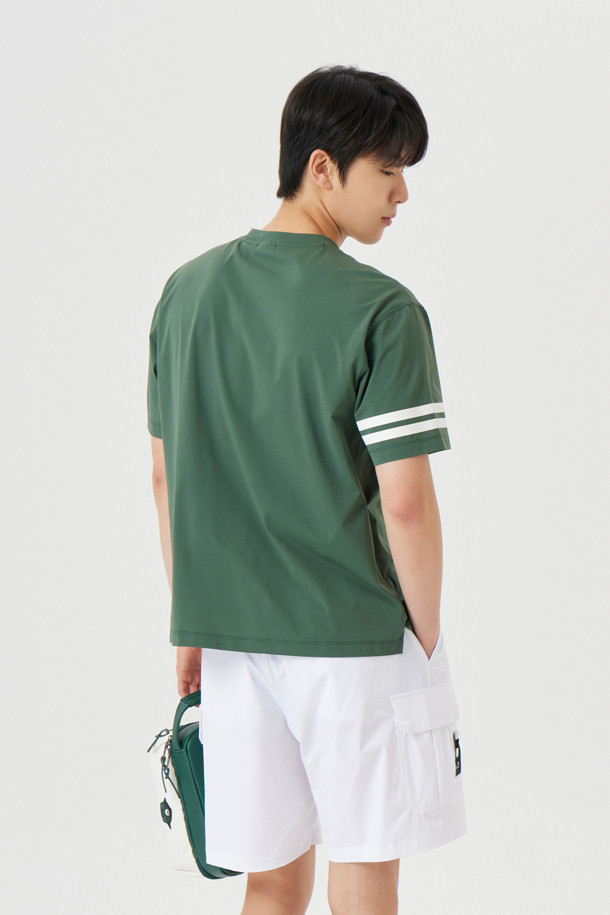 Golden Bear - 반팔티셔츠 - (UNI) Contrast Line Printed Crewneck T-shirt