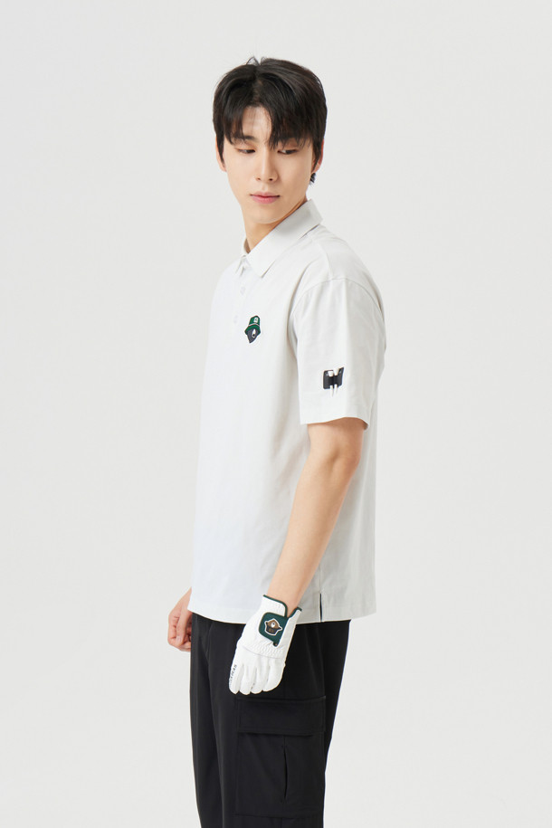 Golden Bear - 반팔티셔츠 - (UNI) Button Down Solid Collar T-shirt
