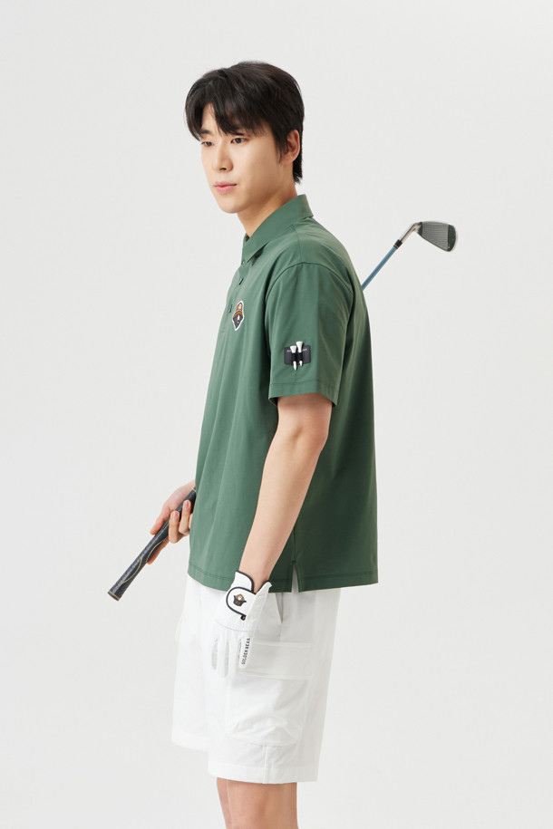 Golden Bear - 반팔티셔츠 - (UNI) Button Down Solid Collar T-shirt