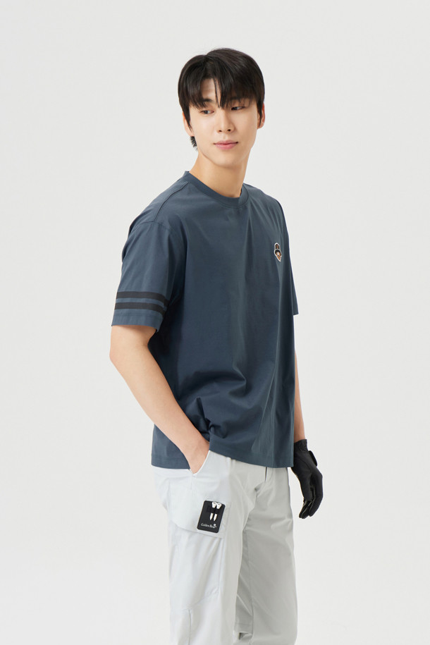 Golden Bear - 반팔티셔츠 - (UNI) Contrast Line Printed Crewneck T-shirt