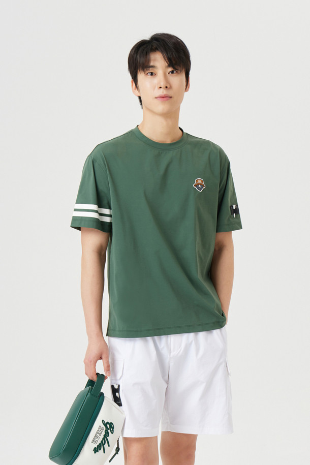 Golden Bear - 반팔티셔츠 - (UNI) Contrast Line Printed Crewneck T-shirt