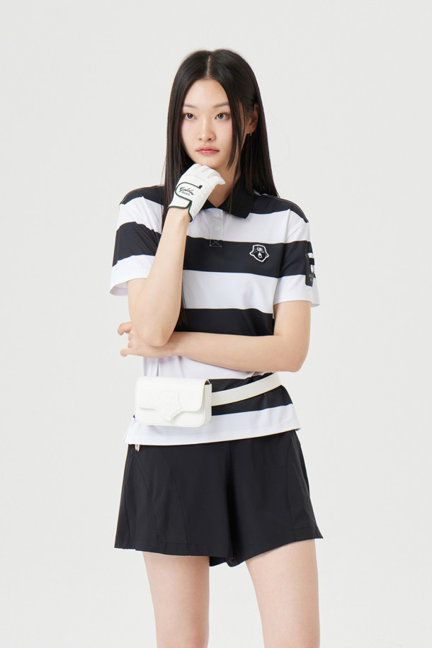 Golden Bear - 반팔티셔츠 - Striped Collarneck T-shirt