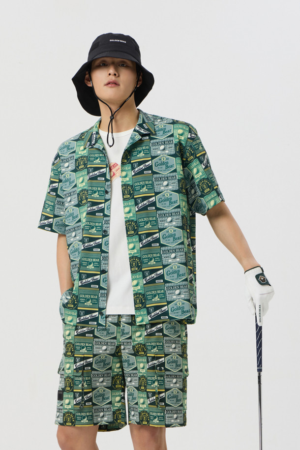 Golden Bear - 반팔셔츠 - (UNI) All-Over Printed Open Collar Shirts					 					 					