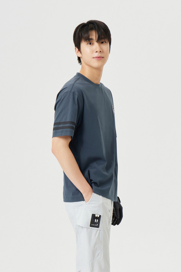 Golden Bear - 반팔티셔츠 - (UNI) Contrast Line Printed Crewneck T-shirt