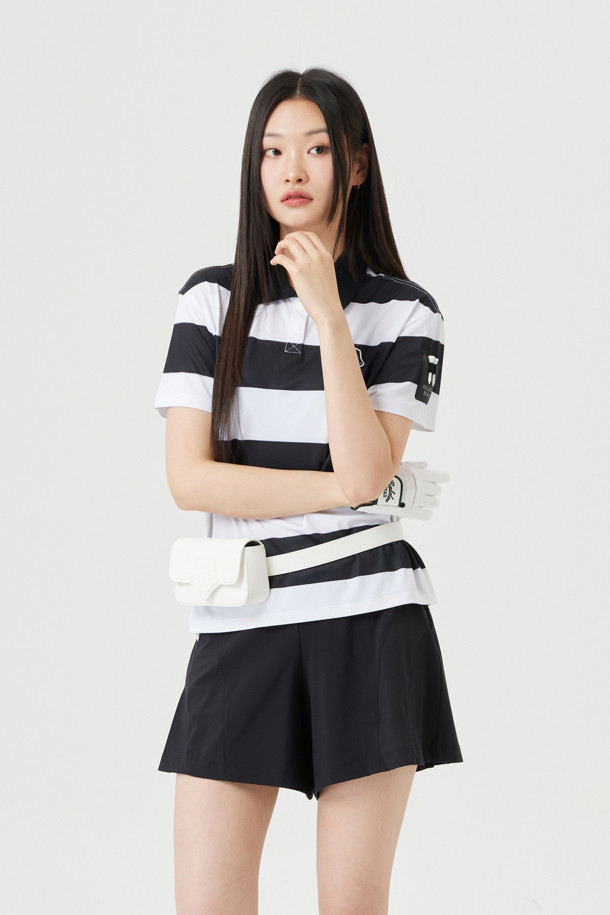 Golden Bear - 반팔티셔츠 - Striped Collarneck T-shirt
