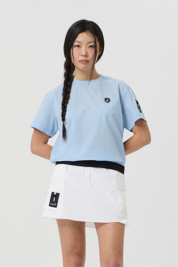 Golden Bear - 반소매 티셔츠 - (WOMEN) Stretch Woven Round T-Shirt