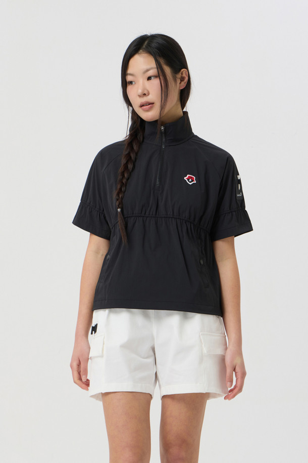 Golden Bear - 반소매 티셔츠 - (WOMEN) Shirred Half-Zip T-Shirt