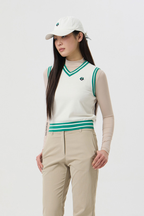 Golden Bear - 베스트/슬리브리스 - (WOMEN) V-Neck Knitted Vest