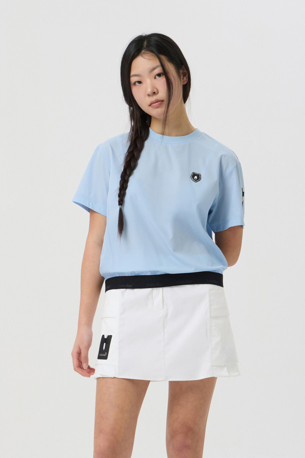 Golden Bear - 반소매 티셔츠 - (WOMEN) Stretch Woven Round T-Shirt